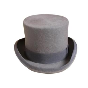 Imagem de EFDNK-HB Chapéu mágico clássico personalizado chapéu coco universal decoração de palco show mágico performance de rua (cinza, 60 cm)