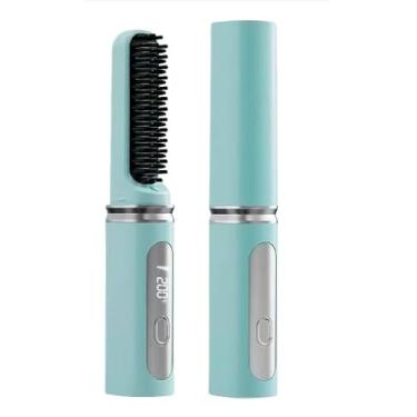 Imagem de Escova alisadora elétrica Portátil com display LCD Tecnologia de íon negativo- Aquece em Segundos, Sela a Hidratação e Deixa o Cabelo Perfeitamente Liso(Azul)