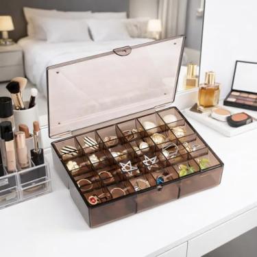 Imagem de Organizador Joias Transparente 30 Compartimentos 2 Camadas Divisórias Removíveis