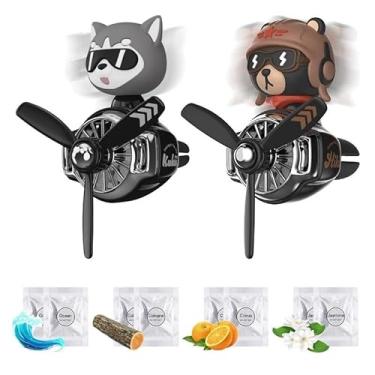 Imagem de Hélice rotativa avião piloto urso carro ambientador acessórios decoração saída de ventilação perfume difusor ornamento (agitando 2 pilotos)