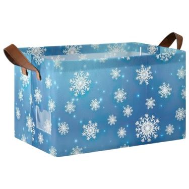 Imagem de Caixas de armário azuis gradientes de flocos de neve para organização e armazenamento de trailers, caixas de armazenamento dobráveis de 48 x 29 x 25 cm para prateleiras e armazenamento de roupas, 1