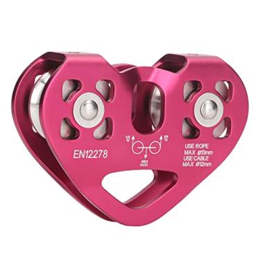 Imagem de JEELAD Polia de escalada, polia de resgate de liga de alumínio 30kN, equipamento de tirolesa ao ar livre (vermelho - 30KN)