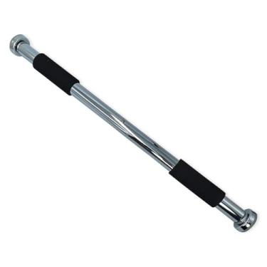 Imagem de Barra de Exercício Ajustável para Porta, Cromada com Empunhadura em Borracha, para Musculação, Crossfit e Flexão, Treino em Casa