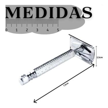 Imagem de Barbeador Aparelho De Barbear Inox Lâmina Barba Retrô Jjb