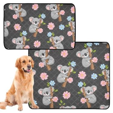 Imagem de Almofadas de xixi fofas de desenho animado floral preto lavável para cães tapetes de cachorro à prova d'água fofo reutilizável almofada de xixi para gatos absorventes almofadas de penico para filhotes