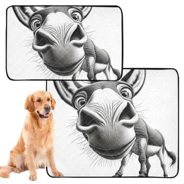 Imagem de TSENQUE Engraçado burro fofo cinza reutilizável almofada lavável para cães de estimação, tapete impermeável para gaiola, almofadas de treinamento de filhotes para cães, pequeno x pacote com 3