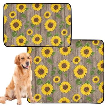 Imagem de TSENQUE Almofadas laváveis de girassóis amarelos vívidos com folhas verdes para animais de estimação, almofada reutilizável para gatos, filhote de cachorro, tapete absorvente à prova d'água para
