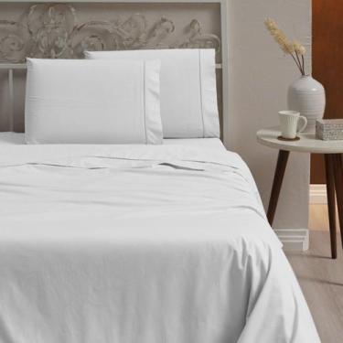 Imagem de Jogo lençol king 3 peças 100% algodão 400 fios branco - Casa Fernando