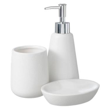 Imagem de Kit Lavabo Banheiro Porta Sabonete Líquido Escova Higiene Pia 903 - PG