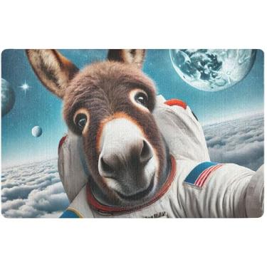 Imagem de TSENQUE Tapete de porta personalizado astro de burro fofo engraçado tapete de outono ao ar livre, tapete de boas-vindas absorvente lavável tapetes de entrada para dentro de casa 81 cm x 50 cm