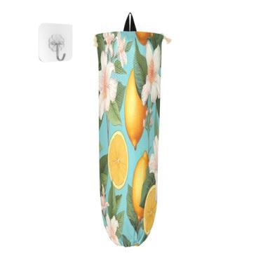 Imagem de Limão, 2 unidades, dispensador de saco de mercearia na parede, dispensador de saco de plástico montado na parede, suporte de saco plástico para armário