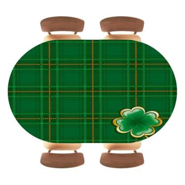 Imagem de XUEBUXI Toalha de mesa oval de Dia de São Patrício com bordas elásticas, capa de mesa oval à prova d'água, limpável, para uso interno/externo, serve para mesas ovais de 107 x 152 cm, estilo 66