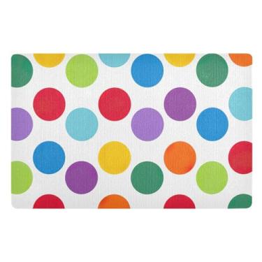 Imagem de GAIGEO Tapete de bolinhas arco-íris para uso ao ar livre antiderrapante para casa, tapete externo para porta da frente 81 x 50 tapetes ao ar livre