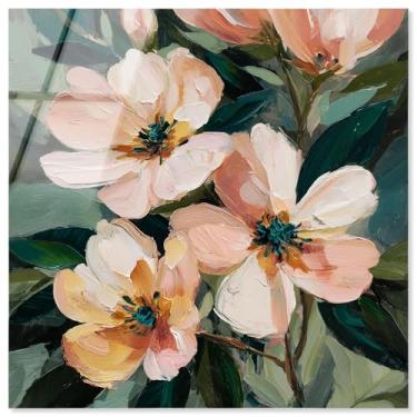 Imagem de Decoração de parede floral com impressão acrílica Blush Blooms III da Art Remedy, pronta para pendurar, 61 x 61 cm