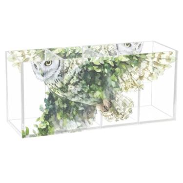 Imagem de TSENQUE Lindo porta-lápis para caneta, aquarela, coruja, floral, acrílico, organizador de copos, marcador, arte, organizador personalizado, material de escritório decorativo