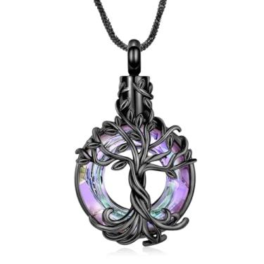 Imagem de Yinplsmemory Árvore da vida, joia de cremação, círculo, urna, cinzas, colar para mulheres, homens, lembranças, joias de cinzas, Cobre, Sem Pedra Preciosa