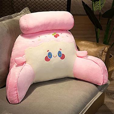 Imagem de Travesseiro de leitura com suporte de pescoço e braço, ótimo para suporte para as costas, cama, jogos, ler, relaxar ou assistir TV com capas laváveis, rosa, 70 x 40 cm