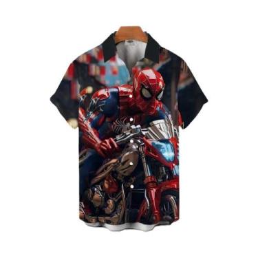 Imagem de Camisa Casual De Manga Curta Com Estampa 3D Do Homem-Aranha Para Homen
