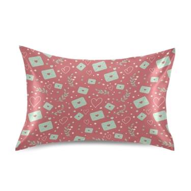 Imagem de Wassud Carta de amor Dia dos Namorados fronha de cetim para cabelo e pele fronhas de seda lisa queen size capas de travesseiro respiráveis com fecho de envelope