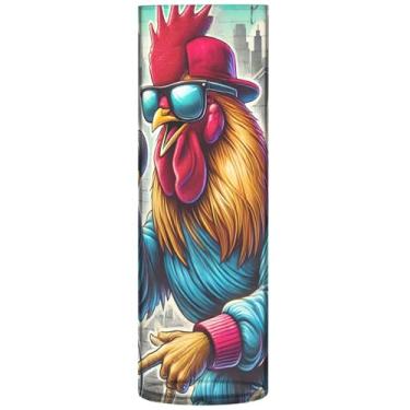 Imagem de Vaso cilíndrico engraçado de galo de rocha para mesa decorativo vaso de flores grande personalizado bonito decoração de sala de impressão estética, 30 cm x 9,9 cm