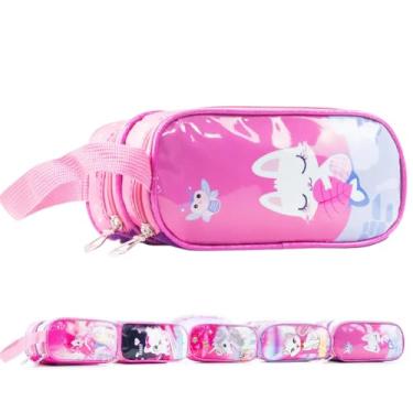 Imagem de Estojo Escolar Infantil Feminino Resistente Organizador Com 2 Divisórias, Grande Espaçoso, Material Escolar, Bolsinha Para Canetinha, Lápis, Necessaire (Princesa)