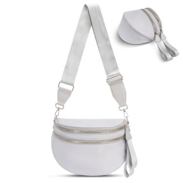 Imagem de idoltimes Bolsa transversal quadriculada, bolsa de nylon para mulheres, bolsa tiracolo espaçosa, pochete com alça de ombro, Cinza