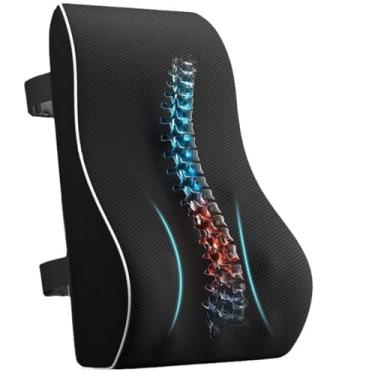 Imagem de Cojin de apoio lombar espuma memória ergonômico para cadeiras escritório carros e rodas suporte com tecido malha sanduíche