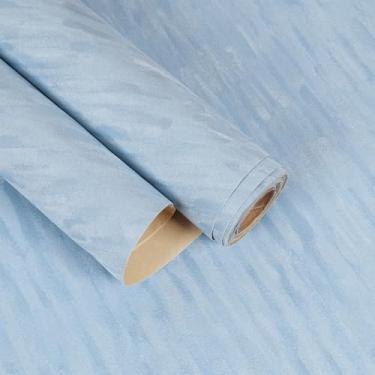 Imagem de EaseStick Forro de gaveta de veludo azul bebê papel de parede autoadesivo forro de tecido de feltro 39,9 cm x 406,4 cm papel de parede de veludo macio descascar e colar papel de parede azul folhas de