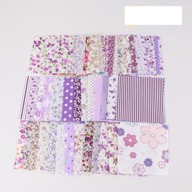 Imagem de 50 peças de tecido de algodão acolchoado quadrados florais pré-cortados folhas quadradas para costurar, scrapbook, artesanato, patchwork, 10 x 10 cm