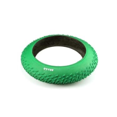 Imagem de Pneus de bicicleta 20 x 4,0, 20 10 cm, resistente de alta densidade, à prova de perfuração, pneu de bicicleta elétrica compatível com bicicleta off-road de montanha larga (verde)