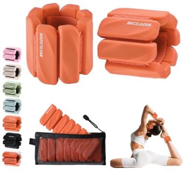 Imagem de BECOJADDE Conjunto de 2 pulseiras ajustáveis de 450 g para academia em casa, academia, pesos de perna e braço para caminhada, natação, corrida, pilates, ioga, academia, laranja