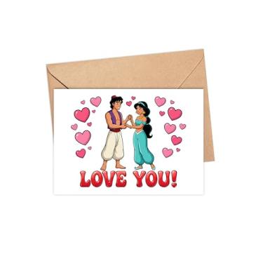 Imagem de ZhangDuy Cartão de casal amor árabe - cartão romântico de dia dos namorados - presente com tema de coração fofo para namorada, namorado, esposa, marido - lembrança de aniversário de casamento