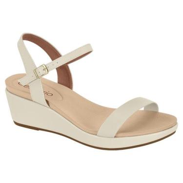 Imagem de Sandália Anabela Levinha Beira Rio Conforto Salto Baixo, Branco off, 3