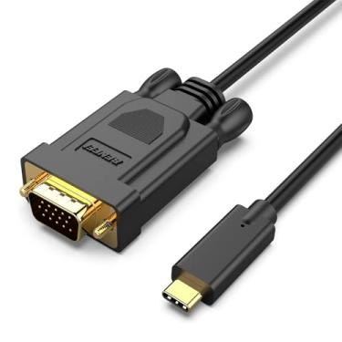 Imagem de cabo USB-C para VGA 1,8m, conversor USB Tipo C para VGA 1080p, plug and play, compatível com MacBook Pro, Dell XPS, Surface, Chromebook, Samsung, monitores e projetores - preto
