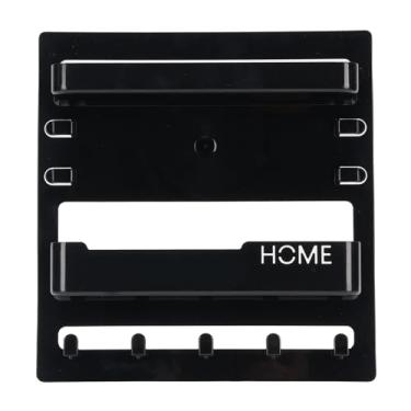 Imagem de Solinder Organizador de Prateleira de Montagem Em Parede, Armazenamento Parede Cabeceira Plástico Com Ganchos para óculos Carregador Telefone Celular Com Fone Ouvido Remoto, (Preto)