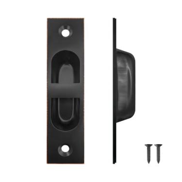 Imagem de Fihatokus Puxador de porta de bolso de 10 cm, puxador de borda nivelada de aço inoxidável 304, ferragens para porta de bolso, bronze polido a óleo - 1 pacote