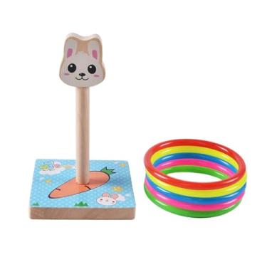 Imagem de menolana Jogo de arremesso de argolas com gancho, conjunto de brinquedos de madeira para lazer e esportes, ideal para meninos, meninas, crianças, pais e, Coelho