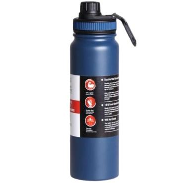 Imagem de Garrafa Térmica Premium em Aço Inox 800ml, Isolamento a Vácuo 12 Horas, com Alça Integrada, para Academia, Escritório e Atividades ao Ar Livre (Azul)