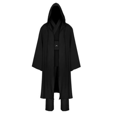 Imagem de TZIISOA Túnica masculina com capuz conjunto adulto cosplay fantasia de Halloween (Z3921BK, 2GG)