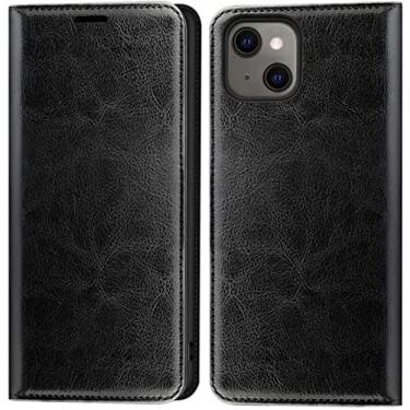 Imagem de GANYUU Couro [TPU Inner Shell] Capa de telefone flip, para Apple iPhone 14 Plus capa 6,7 polegadas 2022 Folio Stand Cover Wallet [porta-cartão] coldre (cor: preto)