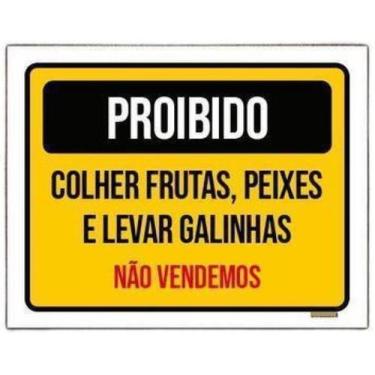 Imagem de Kit 5 Placaproibido Colher Frutas Peixes Levar Galinhas - Sinalizo