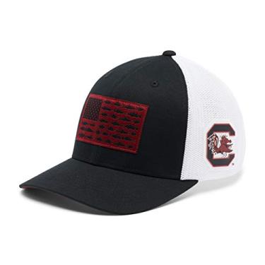 Imagem de Boné NCAA South Carolina Fighting Gamecocks PFG de malha com bandeira de peixe, grande/GG, SC - preto
