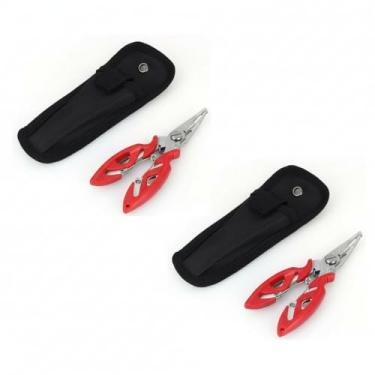 Imagem de Chiffonade Pacote com 2 alicates de pesca de aço inoxidável - Removedor de anzol multifuncional, abridor de anel dividido, ferramentas de pesca para água salgada/pesca em água doce (vermelho)