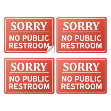 Imagem de 101SignCity 4 placas adesivas de vinil sem banheiros públicos (17,8 cm x 12,7 cm) - Decalque autoadesivo à prova d'água para negócios, loja, restaurante