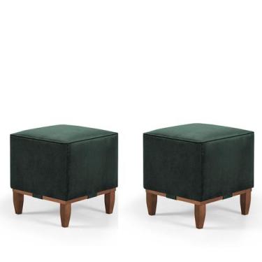Imagem de Conj. 02 Pufe Banqueta Quadrado Rodapé Madeira Oxford 40 - Due Decor, 