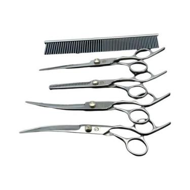 Imagem de Tesoura De Corte E Desbaste Curva Para Tosa De Cães E Gatos, Aço Inoxi