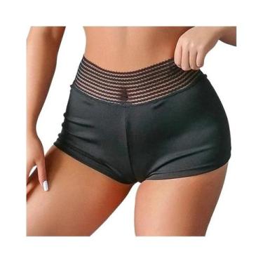 Imagem de Shorts De Yoga Mini Com Cintura Alta, Com Pregas, Elástico E Macio Par