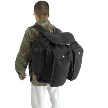 Imagem de Mochila lona motociclista camping pesca G 50 litros impermeável Preto 