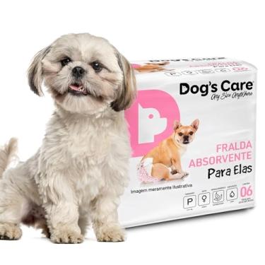 Imagem de DOG’S CARE Fralda Descartável Para Cães Fêmeas de 3 a 6kg - Fralda Absorvente Para Cachorros Idosos e Filhotes - Tamanho P - 6 Unidades