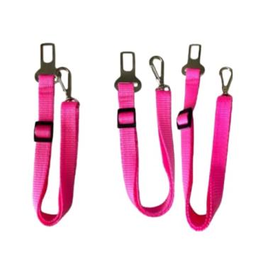 Imagem de cinto de segurança pet para todos os portes regulável e segura para viagem ou passeio(3 UN ROSA)